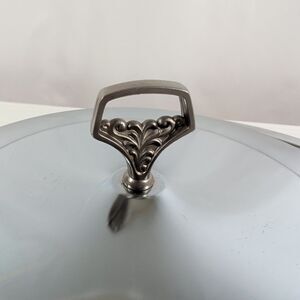 Vintage Kromex Style Chrome Pie Server Set Pyrex Glass Dish Ornate Lid MCM